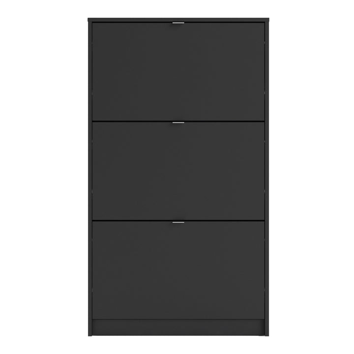 Shoes Shoe cabinet w. 3 tilting doors and 1 layer in Matt Black - TidySpaces