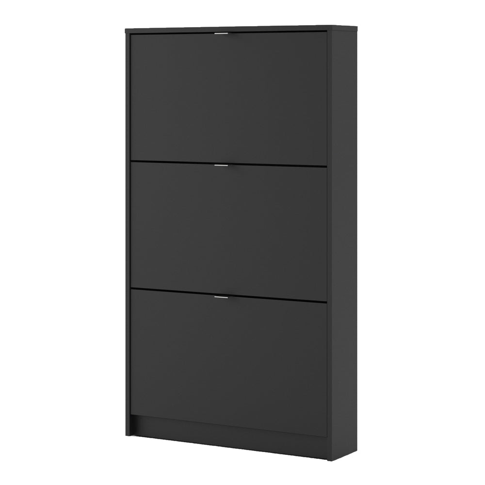 Shoes Shoe cabinet w. 3 tilting doors and 1 layer in Matt Black - TidySpaces