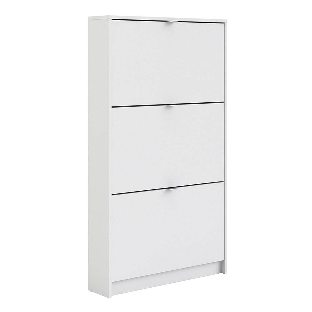 Shoes Shoe cabinet  w. 3 tilting doors and 1 layer White - TidySpaces