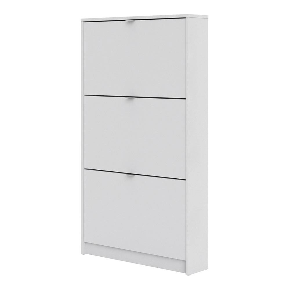 Shoes Shoe cabinet  w. 3 tilting doors and 1 layer White - TidySpaces