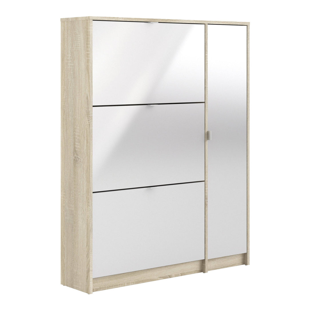 Shoes Shoe cabinet w. 3 tilting doors and 2 layers + 1 door Oak structure - TidySpaces