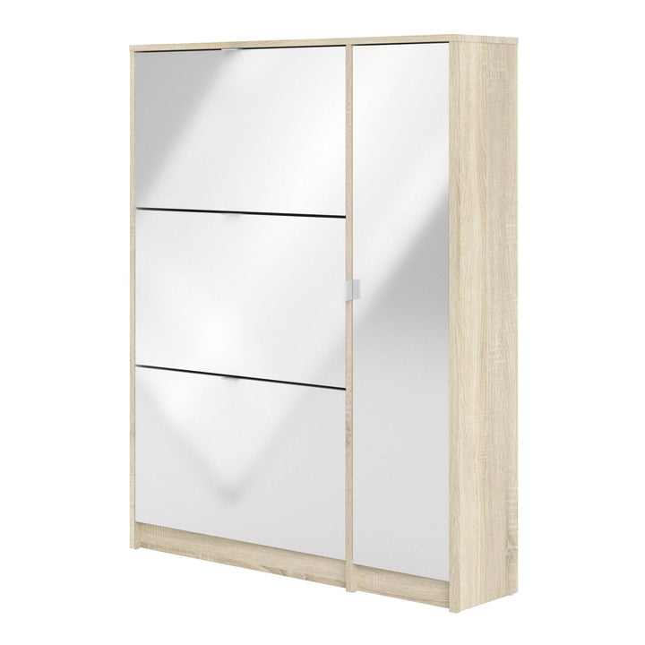 Shoes Shoe cabinet w. 3 tilting doors and 2 layers + 1 door Oak structure - TidySpaces