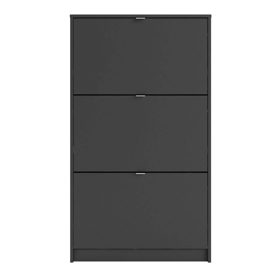 Shoes Shoe cabinet w. 3 tilting doors and 2 layers in Matt Black - TidySpaces