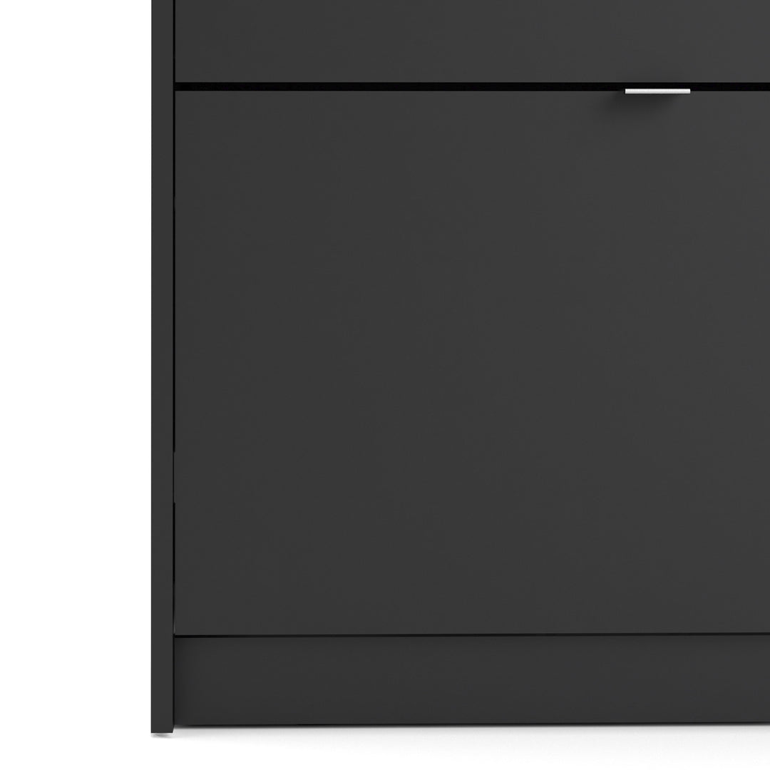 Shoes Shoe cabinet w. 3 tilting doors and 2 layers in Matt Black - TidySpaces