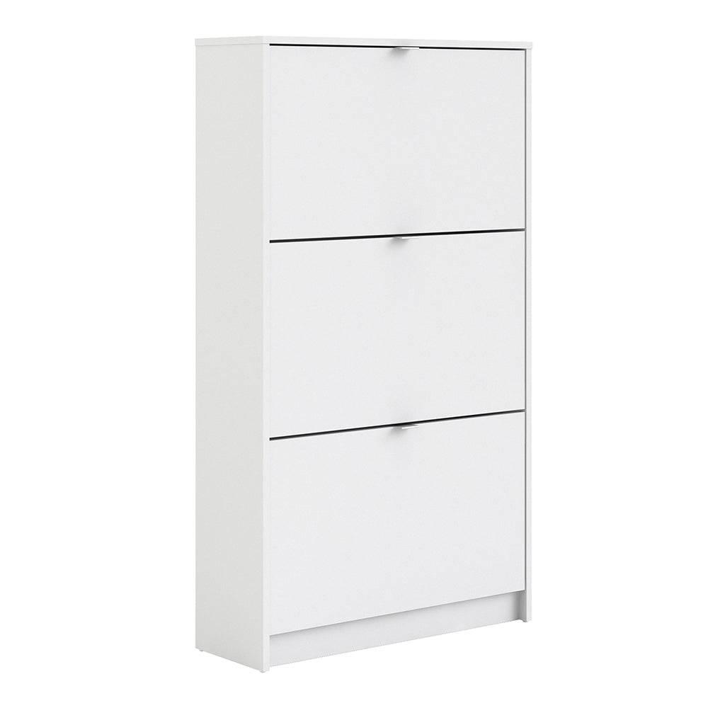 Shoes Shoe cabinet w. 3 tilting doors and 2 layers in White - TidySpaces