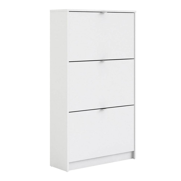 Shoes Shoe cabinet w. 3 tilting doors and 2 layers in White - TidySpaces