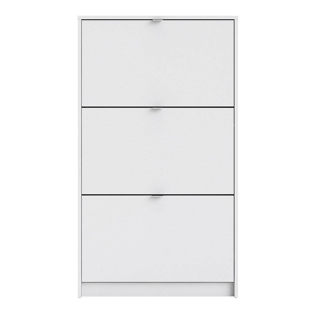 Shoes Shoe cabinet w. 3 tilting doors and 2 layers in White - TidySpaces