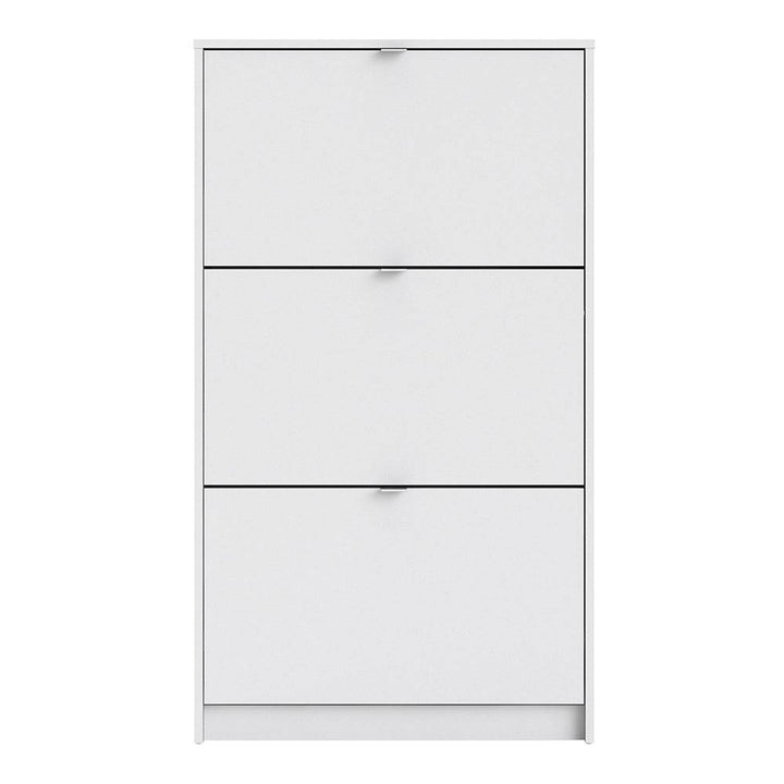 Shoes Shoe cabinet w. 3 tilting doors and 2 layers in White - TidySpaces