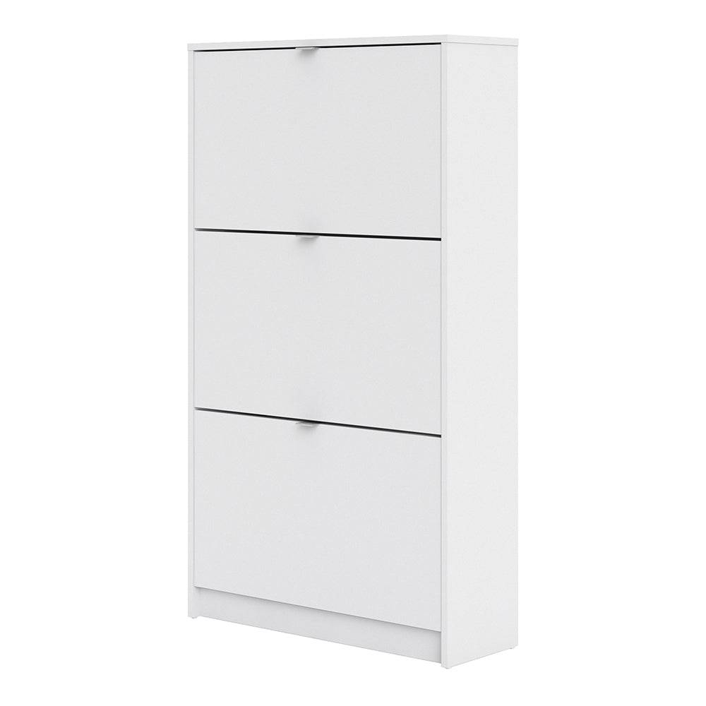 Shoes Shoe cabinet w. 3 tilting doors and 2 layers in White - TidySpaces