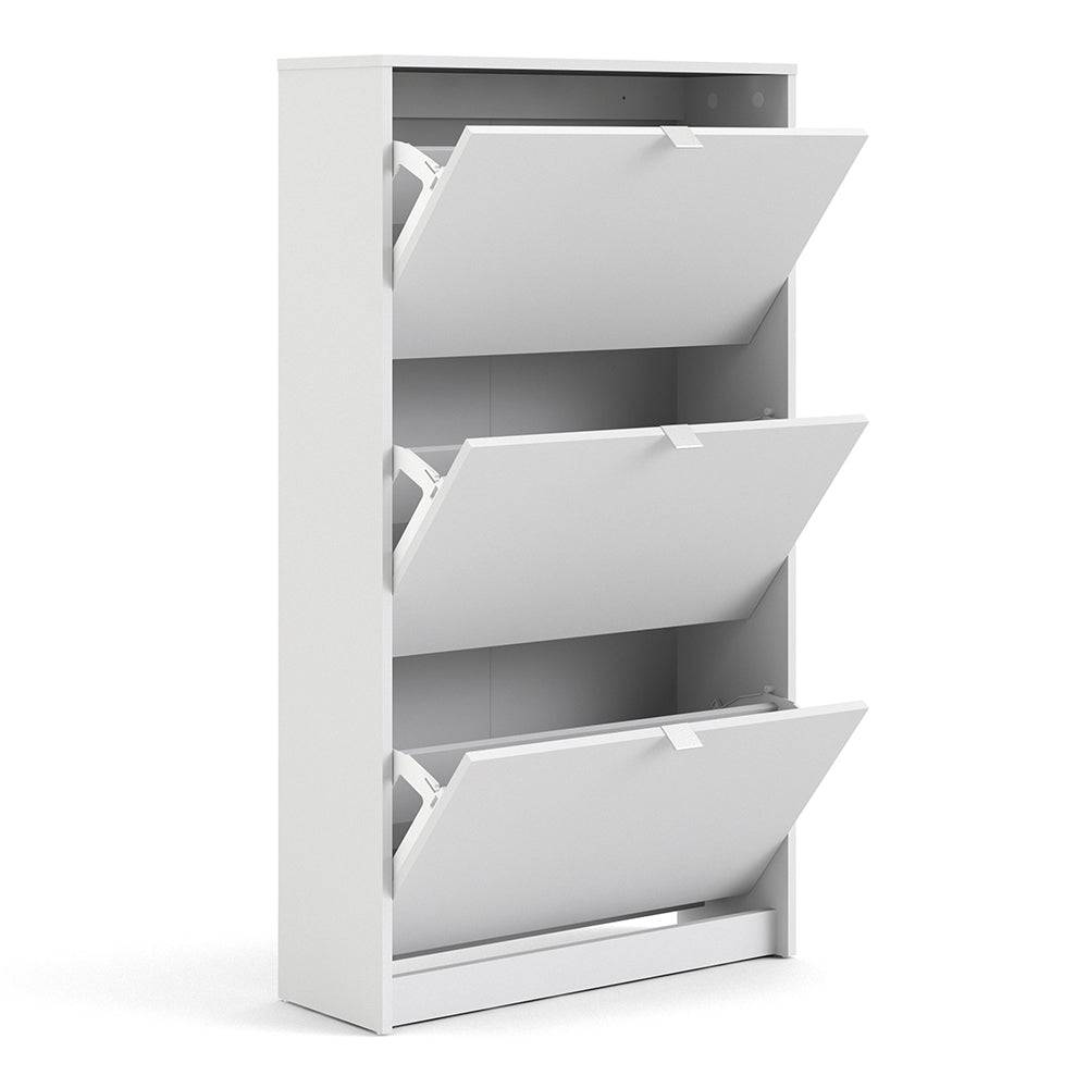 Shoes Shoe cabinet w. 3 tilting doors and 2 layers in White - TidySpaces