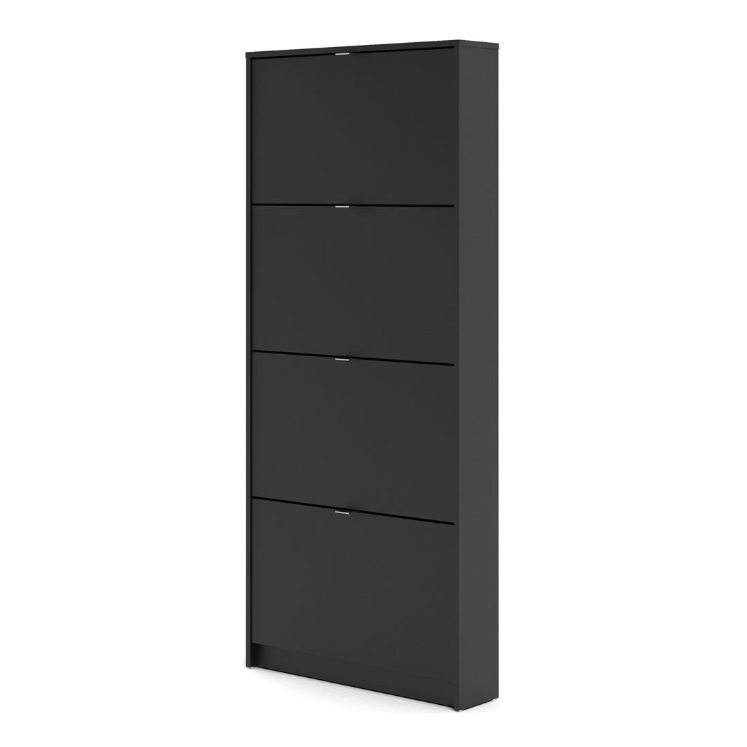 Shoes Shoe cabinet w. 4 tilting doors and 1 layer in Matt Black - TidySpaces