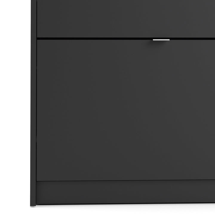 Shoes Shoe cabinet w. 4 tilting doors and 1 layer in Matt Black - TidySpaces