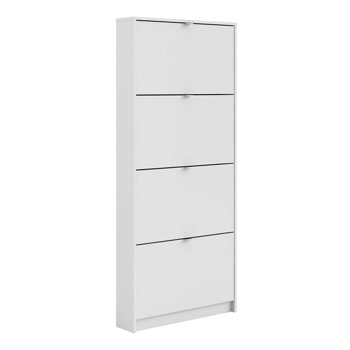 Shoes Shoe cabinet w. 4 tilting doors and 1 layer in White - TidySpaces