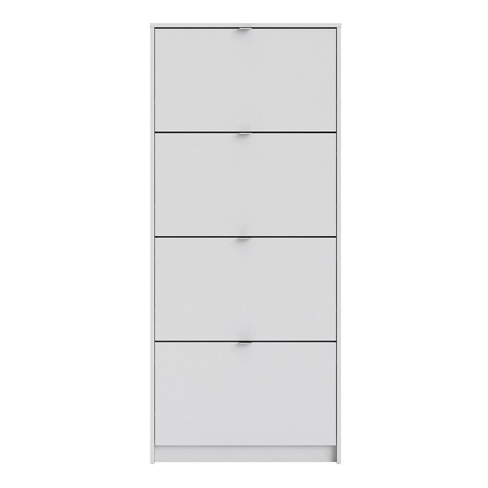 Shoes Shoe cabinet w. 4 tilting doors and 1 layer in White - TidySpaces