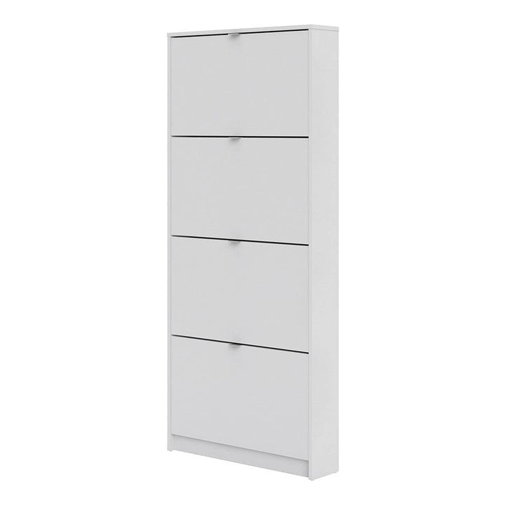 Shoes Shoe cabinet w. 4 tilting doors and 1 layer in White - TidySpaces