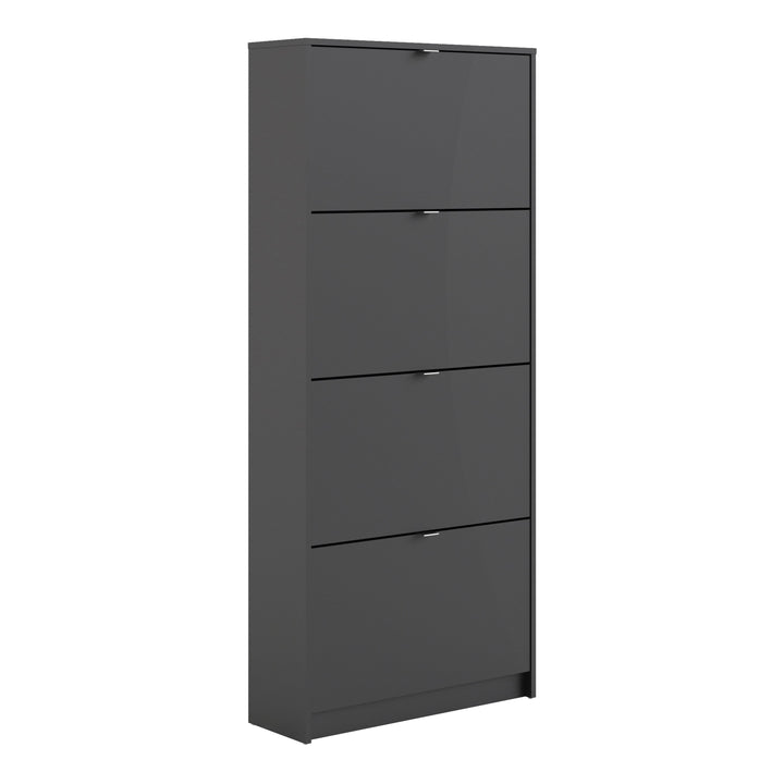 Shoes Shoe cabinet w. 4 tilting doors and 2 layers in Matt Black - TidySpaces