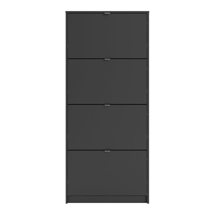 Shoes Shoe cabinet w. 4 tilting doors and 2 layers in Matt Black - TidySpaces