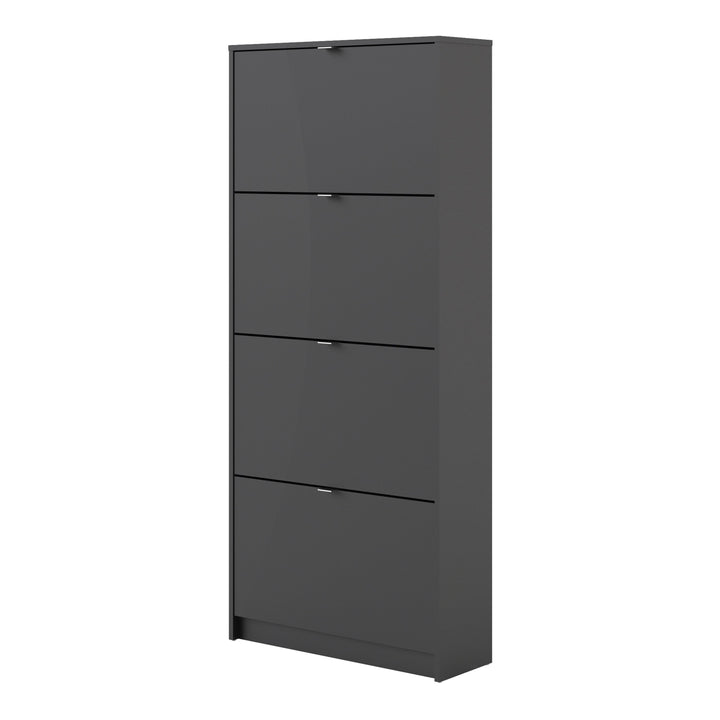 Shoes Shoe cabinet w. 4 tilting doors and 2 layers in Matt Black - TidySpaces