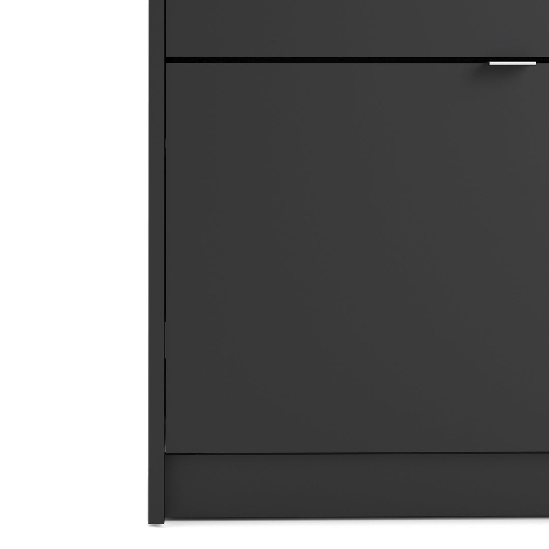 Shoes Shoe cabinet w. 4 tilting doors and 2 layers in Matt Black - TidySpaces