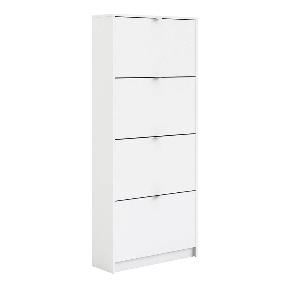 Shoes Shoe cabinet w. 4 tilting doors and 2 layers in White - TidySpaces