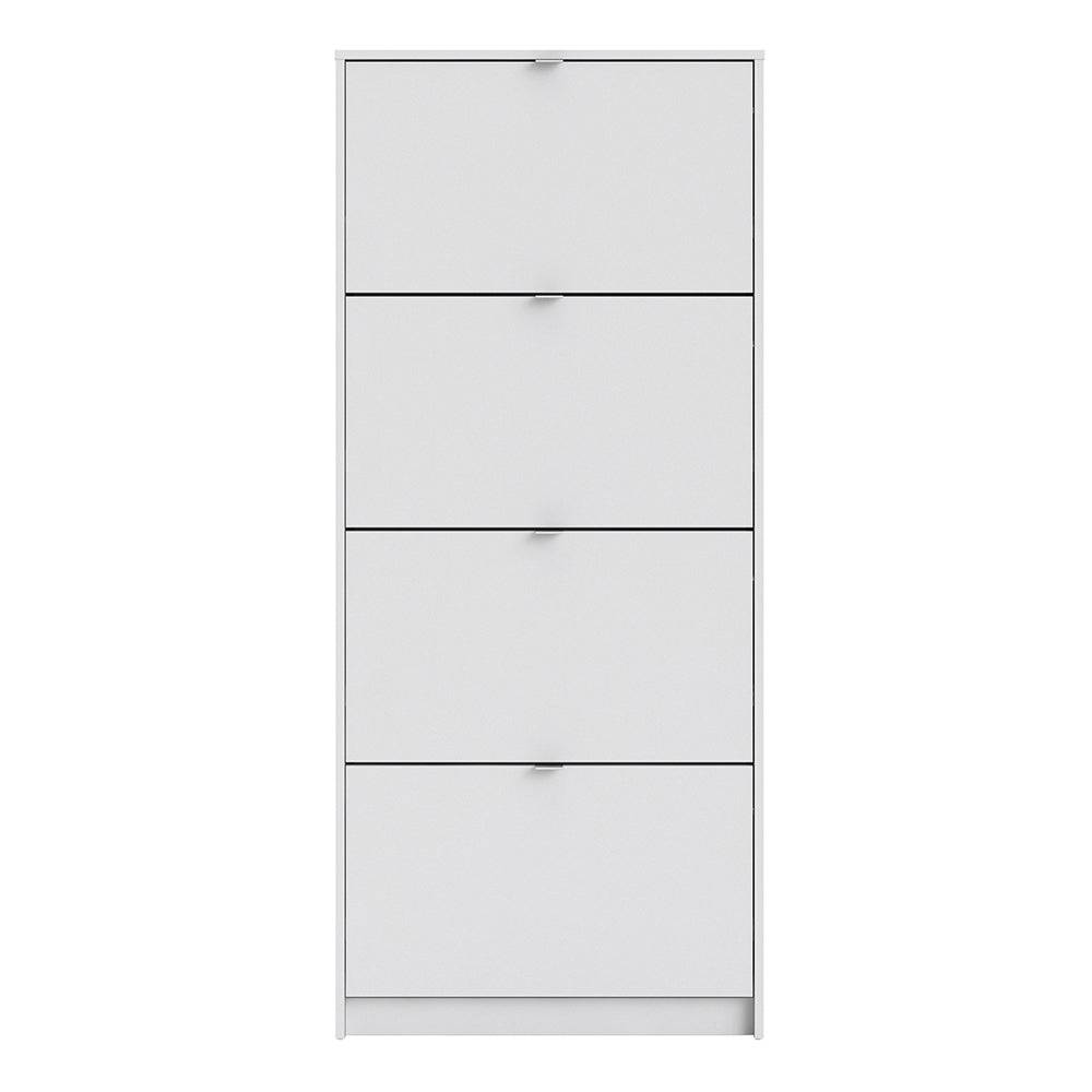 Shoes Shoe cabinet w. 4 tilting doors and 2 layers in White - TidySpaces