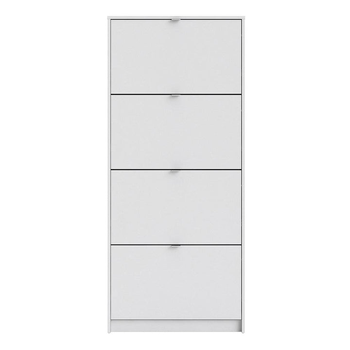 Shoes Shoe cabinet w. 4 tilting doors and 2 layers in White - TidySpaces