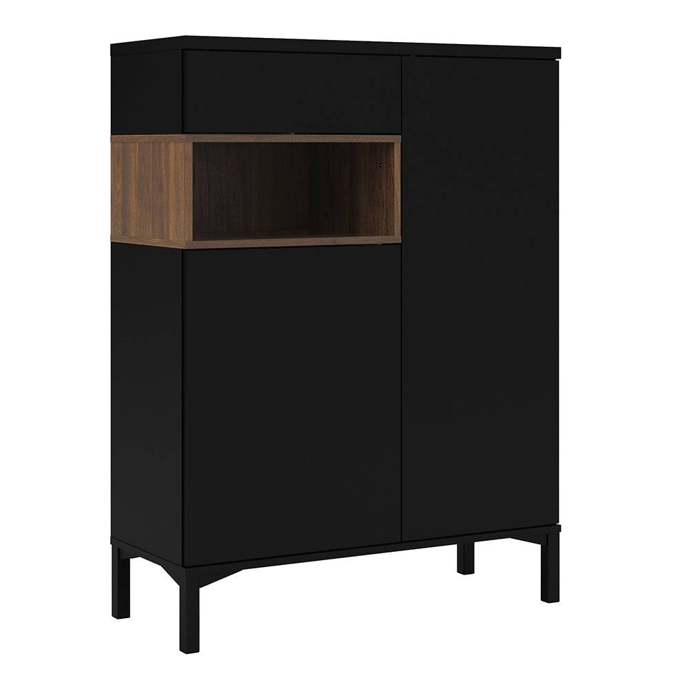 Sideboard 2 Drawers 1 Door in Black and Walnut - TidySpaces