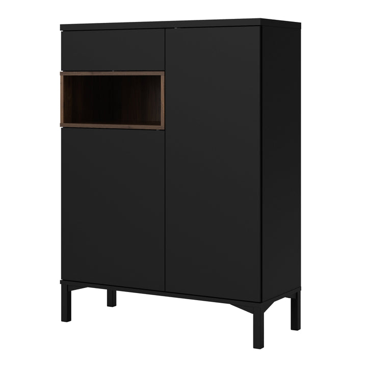 Sideboard 2 Drawers 1 Door in Black and Walnut - TidySpaces