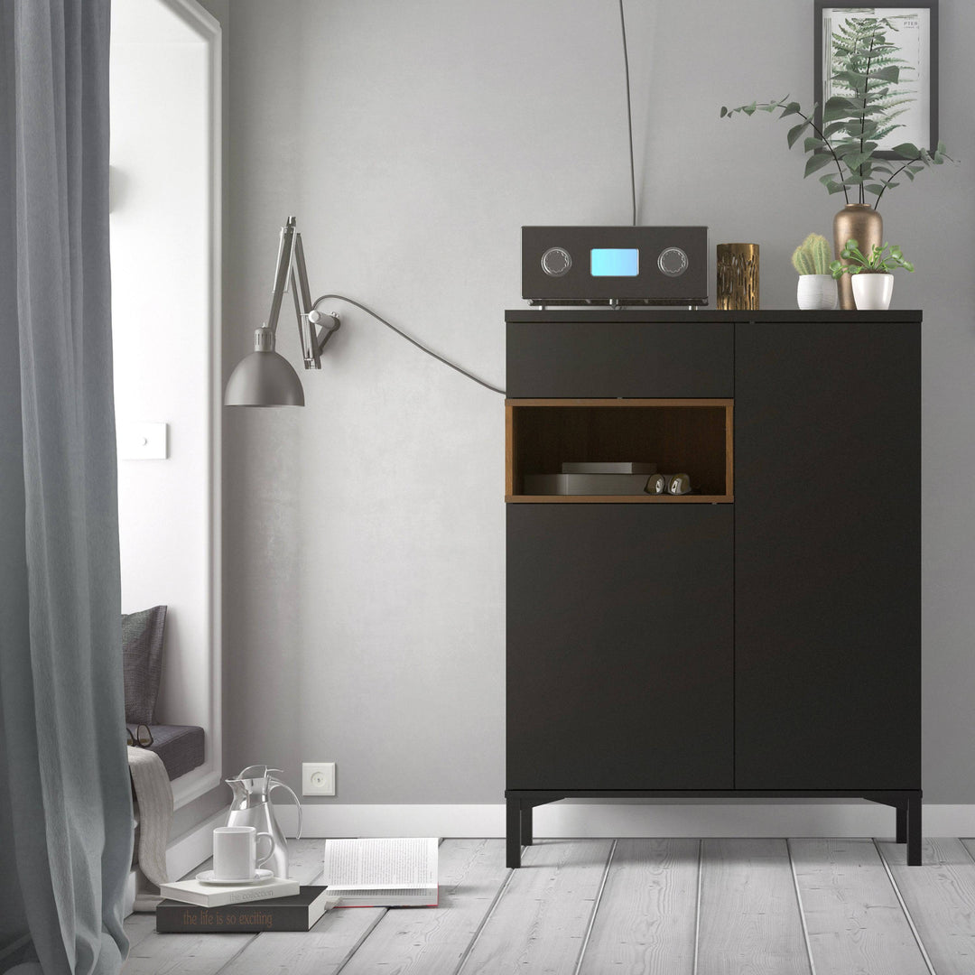 Sideboard 2 Drawers 1 Door in Black and Walnut - TidySpaces