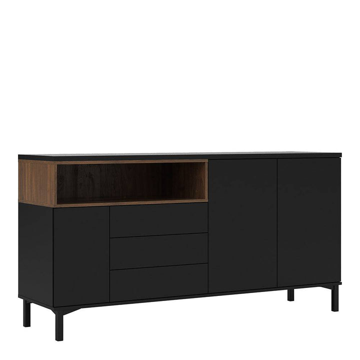 Sideboard 3 Drawers 3 Doors in Black and Walnut - TidySpaces