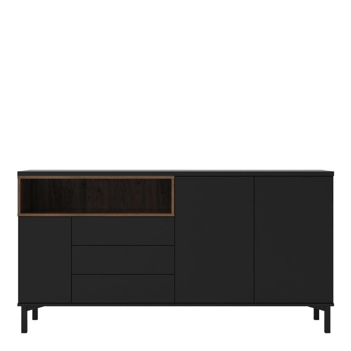 Sideboard 3 Drawers 3 Doors in Black and Walnut - TidySpaces