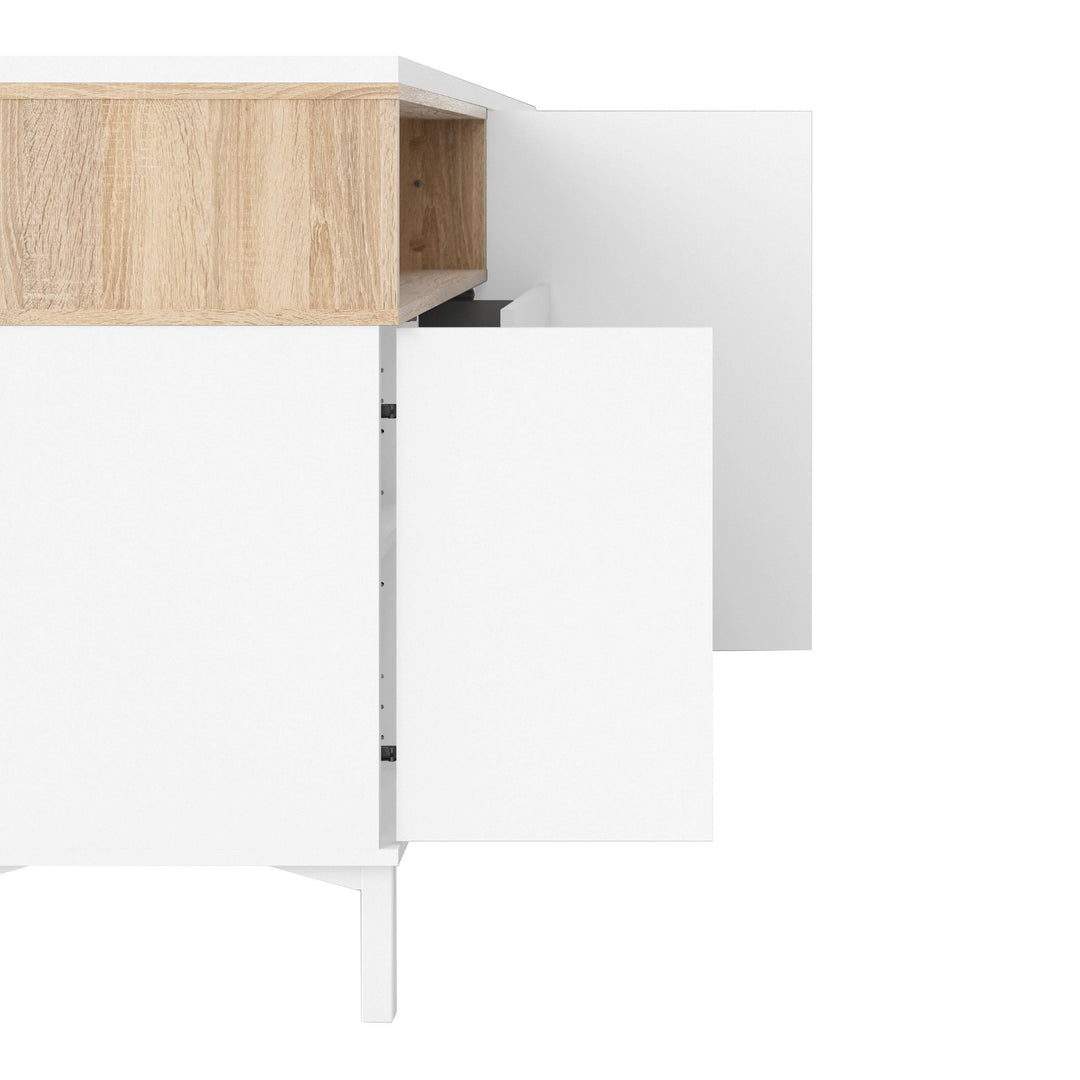 Sideboard 3 Drawers 3 Doors in White and Oak - TidySpaces