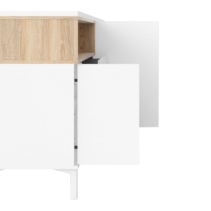 Sideboard 3 Drawers 3 Doors in White and Oak - TidySpaces