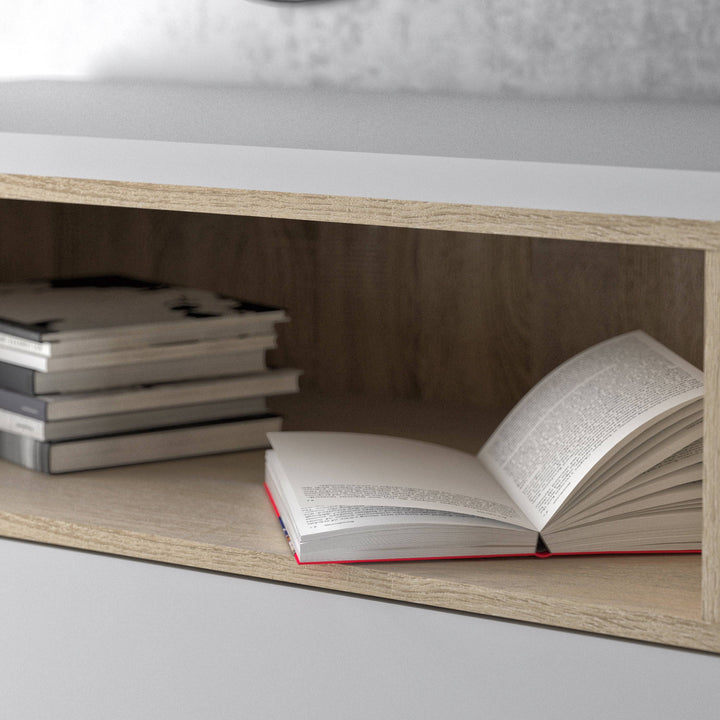 Sideboard 3 Drawers 3 Doors in White and Oak - TidySpaces