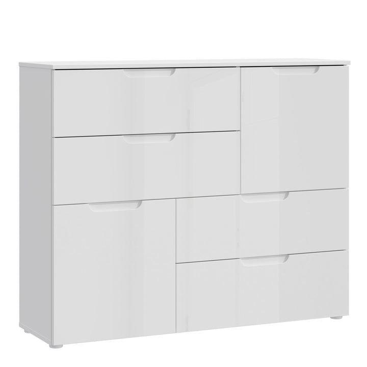 Sienna Abstract Chest of in White/White High Gloss - TidySpaces