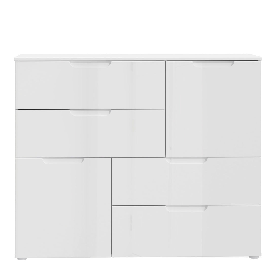 Sienna Abstract Chest of in White/White High Gloss - TidySpaces