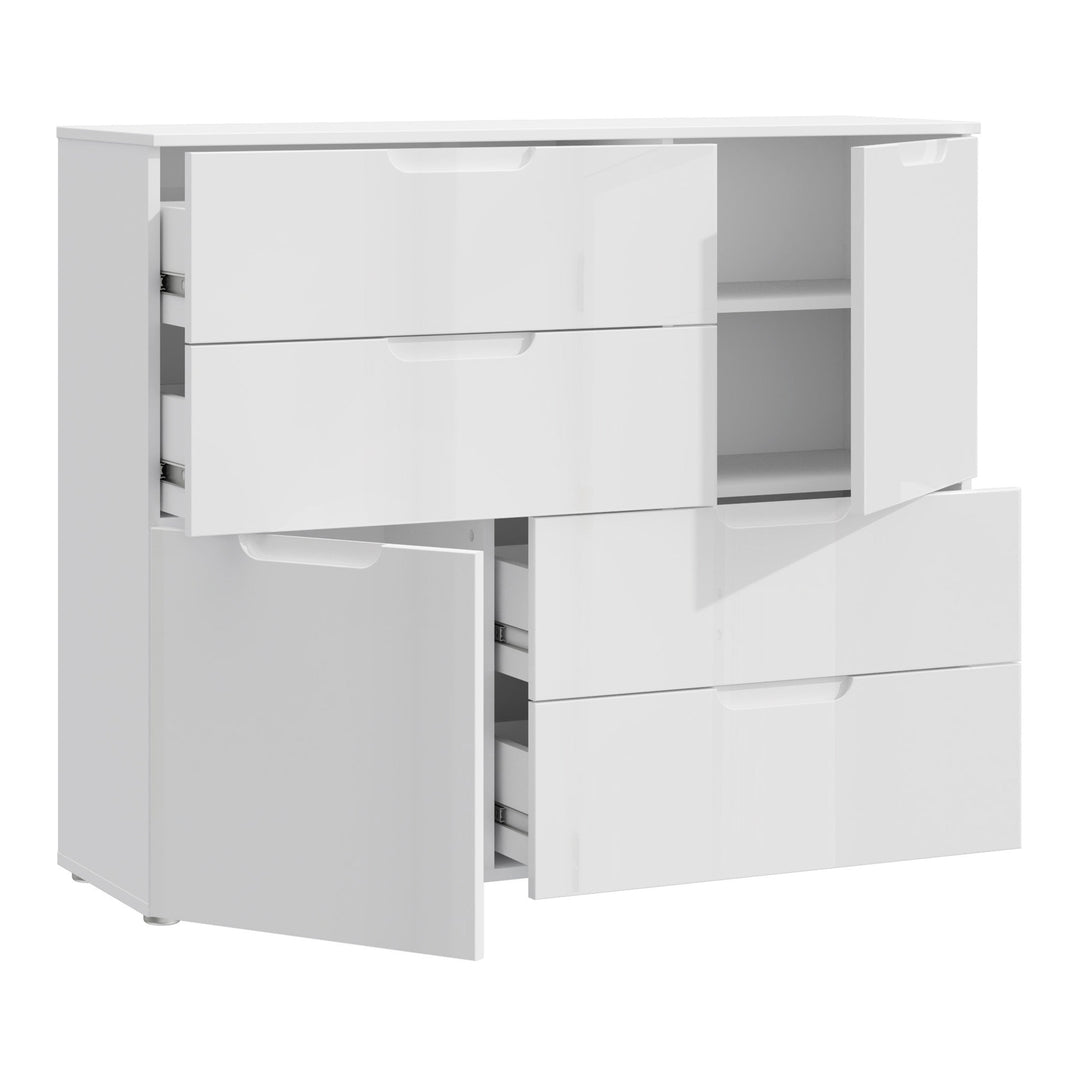 Sienna Abstract Chest of in White/White High Gloss - TidySpaces