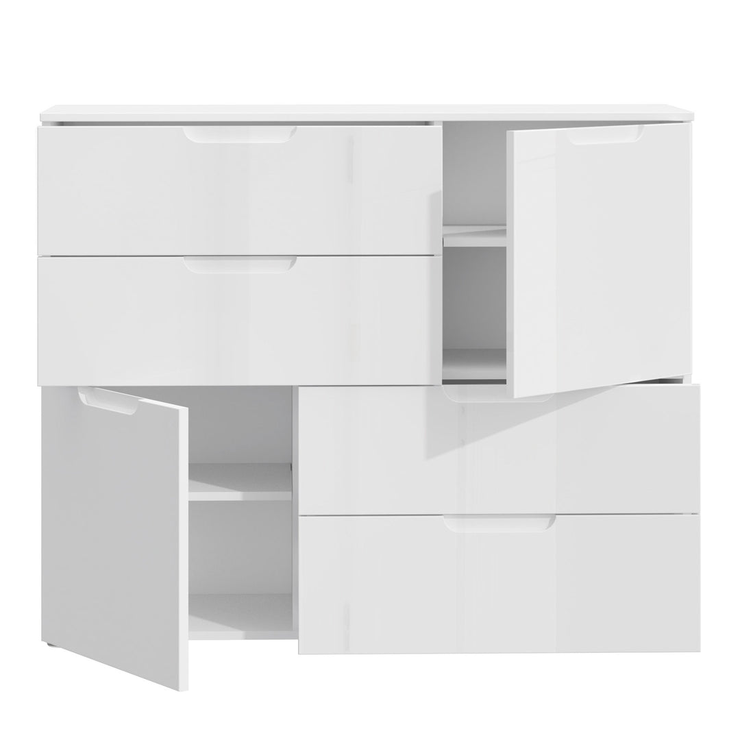 Sienna Abstract Chest of in White/White High Gloss - TidySpaces