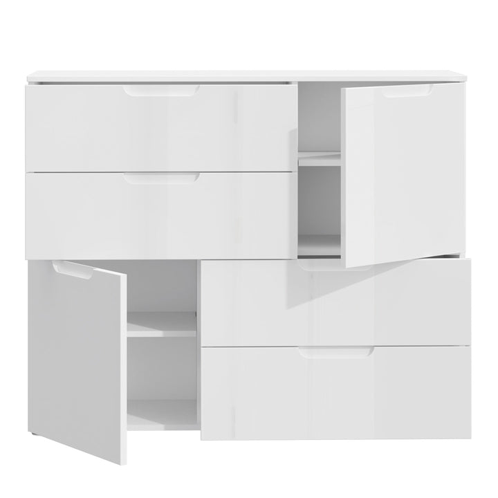 Sienna Abstract Chest of in White/White High Gloss - TidySpaces