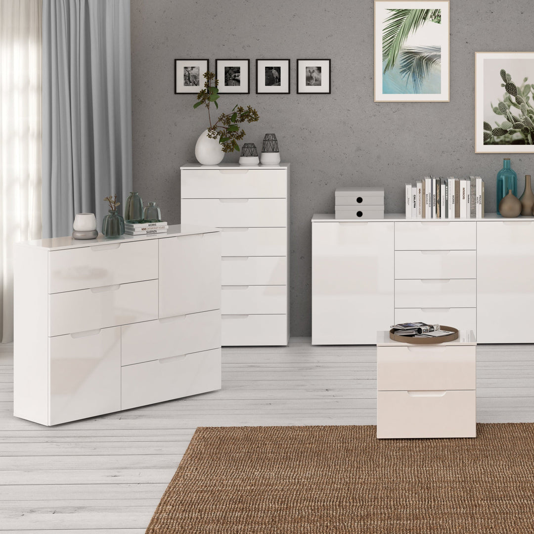 Sienna Abstract Chest of in White/White High Gloss - TidySpaces