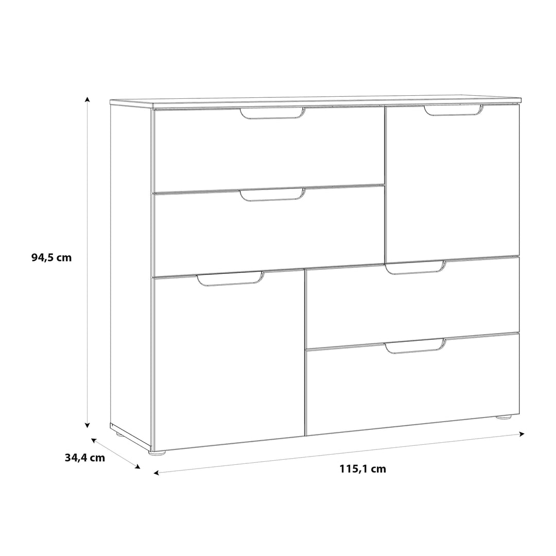 Sienna Abstract Chest of in White/White High Gloss - TidySpaces