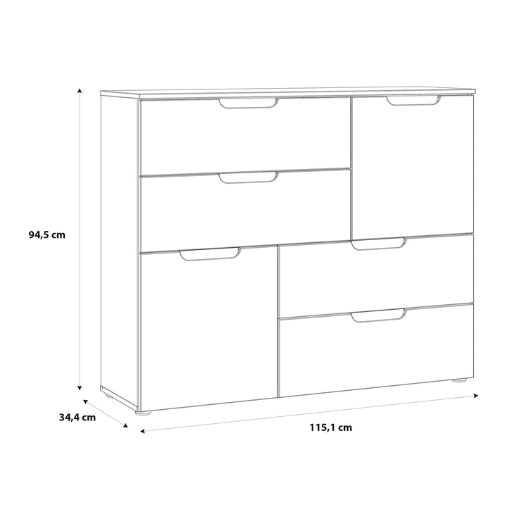 Sienna Abstract Chest of in White/White High Gloss - TidySpaces