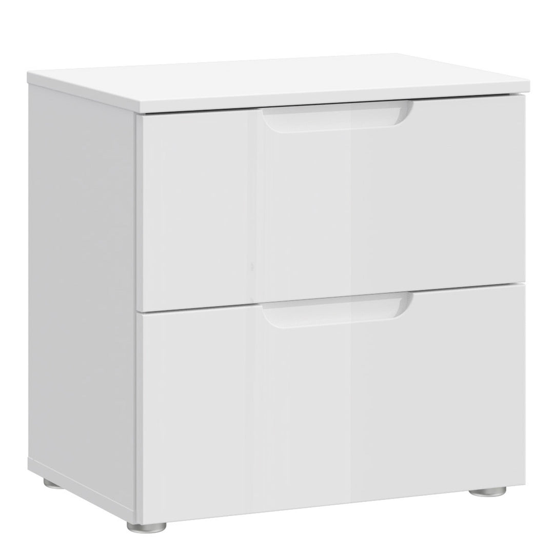 Sienna Bedside in White/White High Gloss - TidySpaces