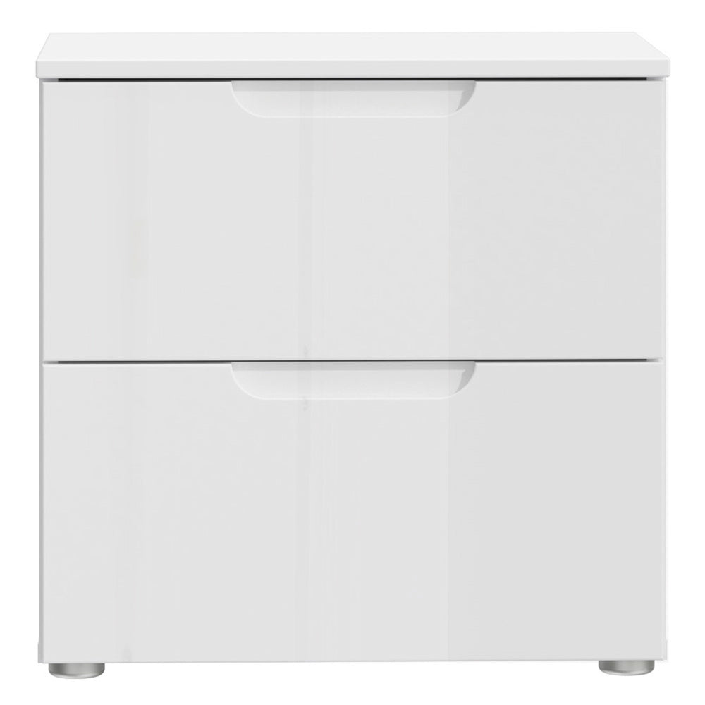 Sienna Bedside in White/White High Gloss - TidySpaces