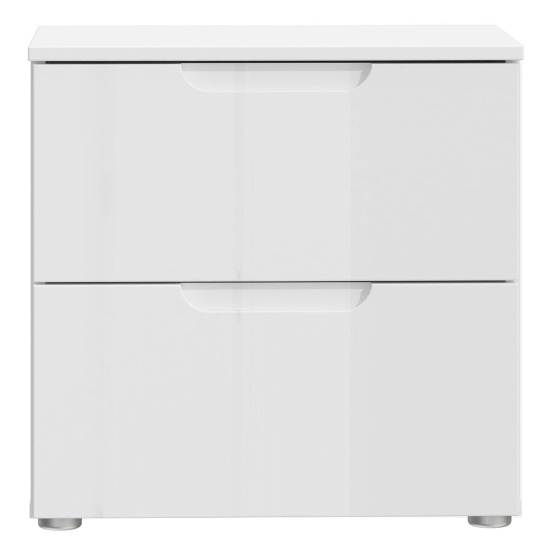 Sienna Bedside in White/White High Gloss - TidySpaces