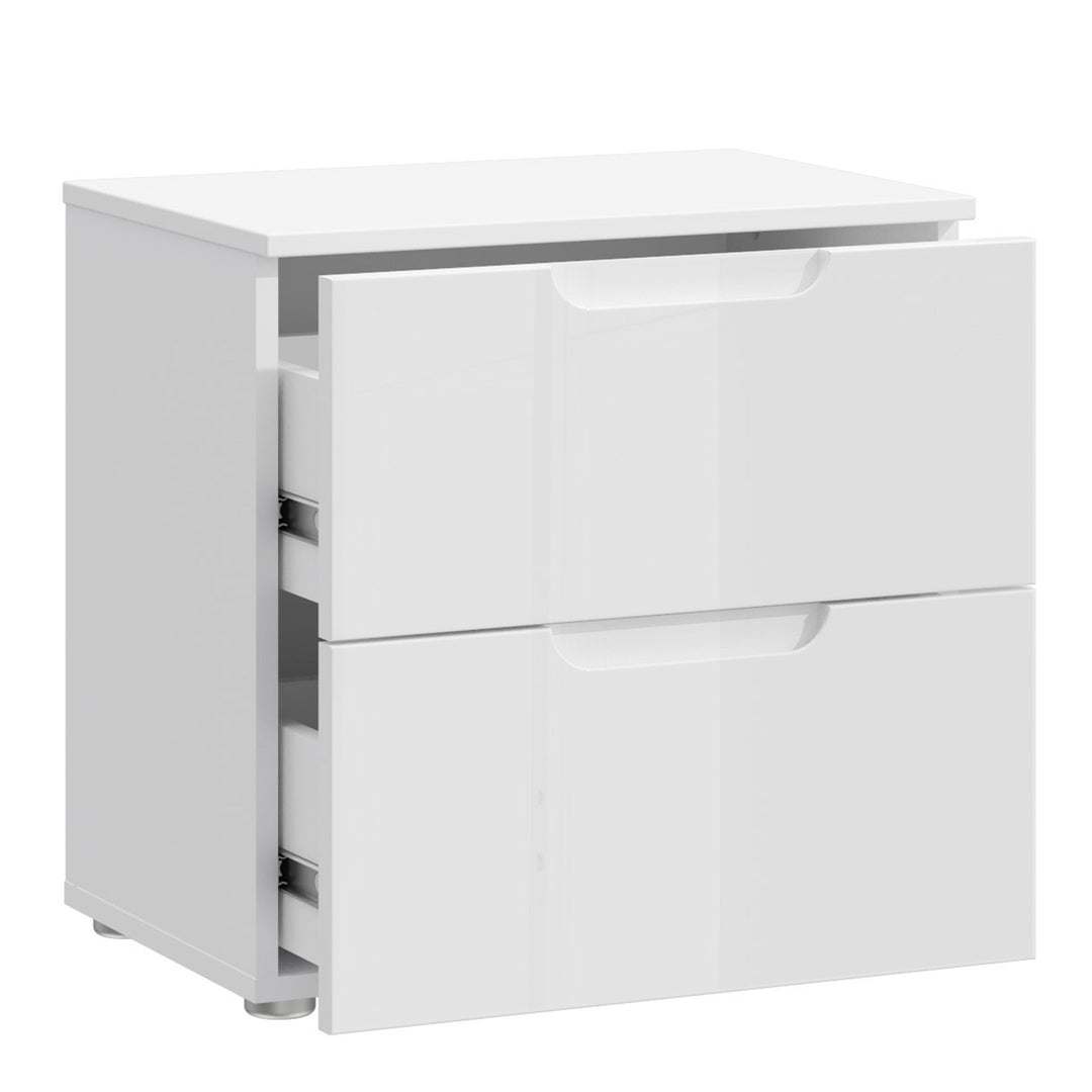 Sienna Bedside in White/White High Gloss - TidySpaces