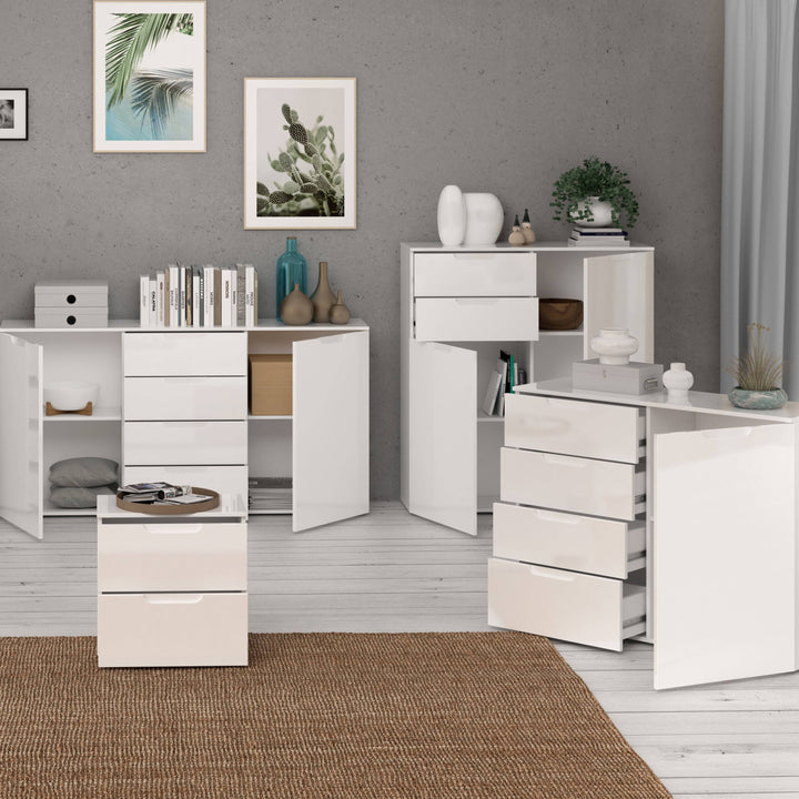 Sienna Bedside in White/White High Gloss - TidySpaces