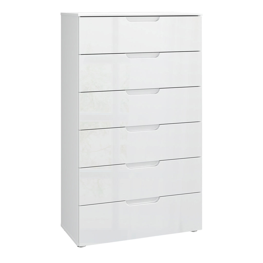 Sienna Chest of 6 Drawers in White/White High Gloss - TidySpaces