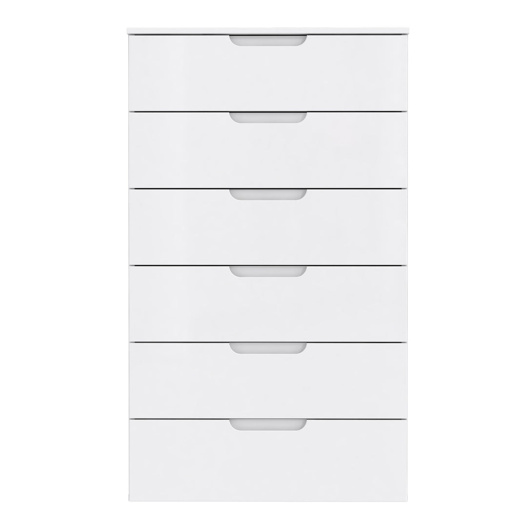 Sienna Chest of 6 Drawers in White/White High Gloss - TidySpaces