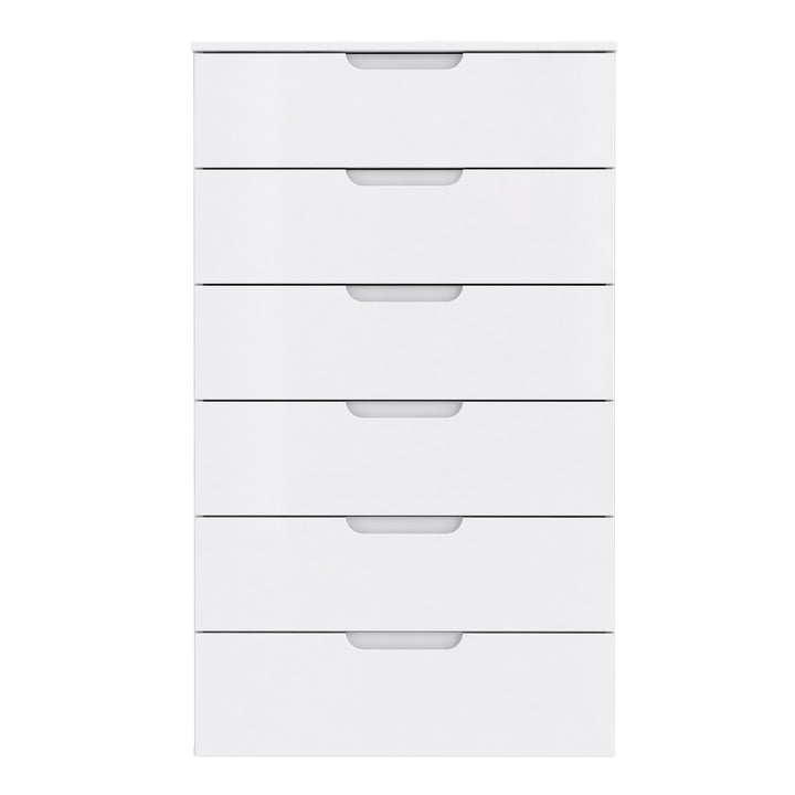 Sienna Chest of 6 Drawers in White/White High Gloss - TidySpaces